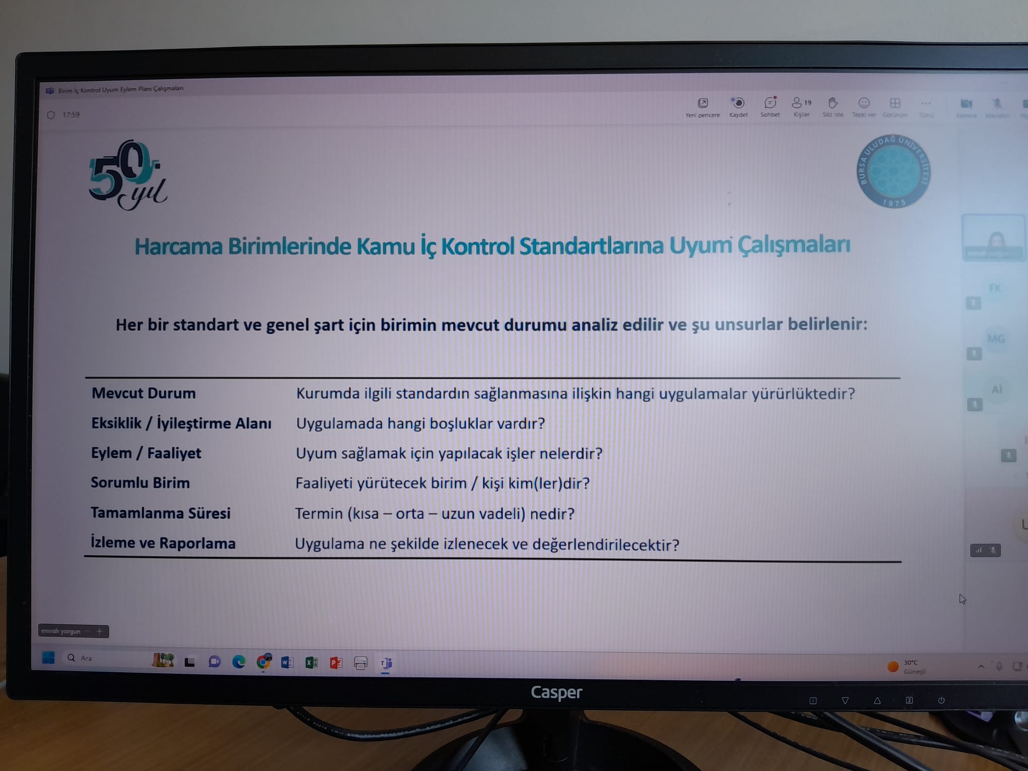 YÜKSEKOKUL OLARAK BİRİM KAMU İÇ KONTROL STANDARTLARI UYUM EYLEM PLANI ÇALIŞMASINA KATILDIK