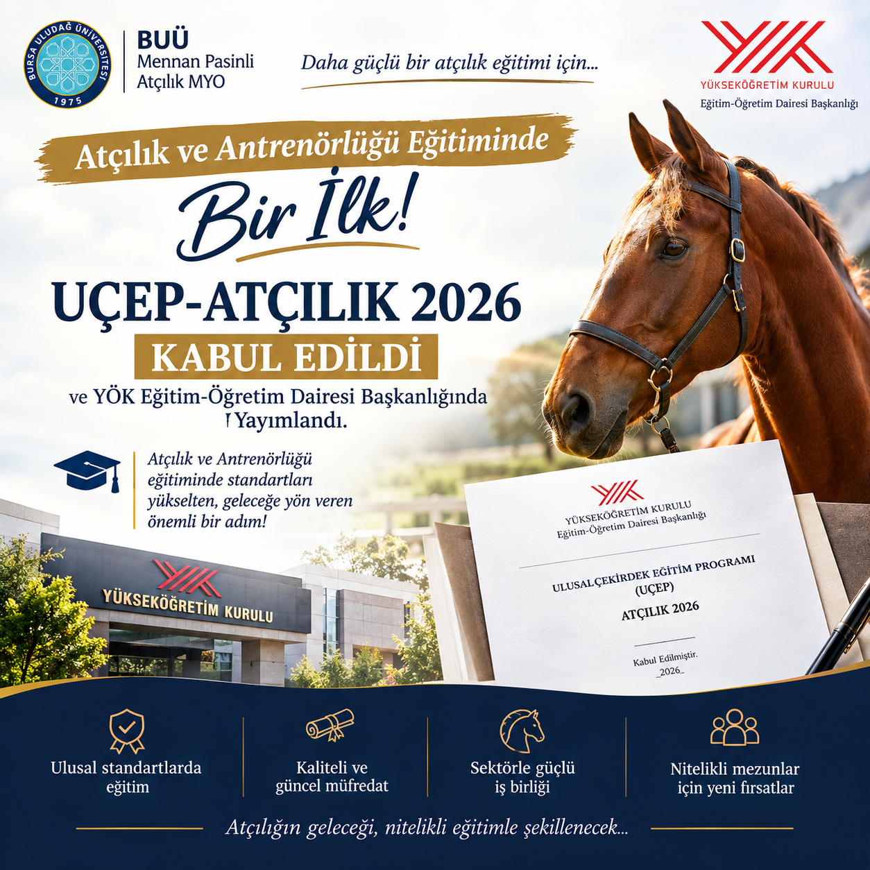 ATÇILIK VE ANTRENÖRLÜĞÜ EĞİTİMİNDE BİR İLK: UÇEP-ATÇILIK 2026 KABUL EDİLDİ VE YÖK EĞİTİM-ÖĞRETİM DAİRESİ BAŞKANLIĞINDA YAYIMLANDI