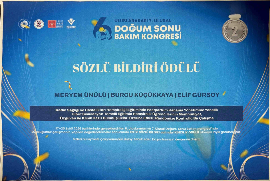 Sağlık Hizmetleri MYO Öğr.Gör.Meryem ÜNÜLÜ hocamızın Sözlü Bildiri Başarısı