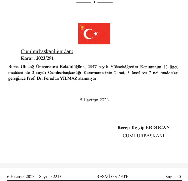 BUÜ’nün yeni Rektörü Prof. Dr. Ferudun Yılmaz oldu